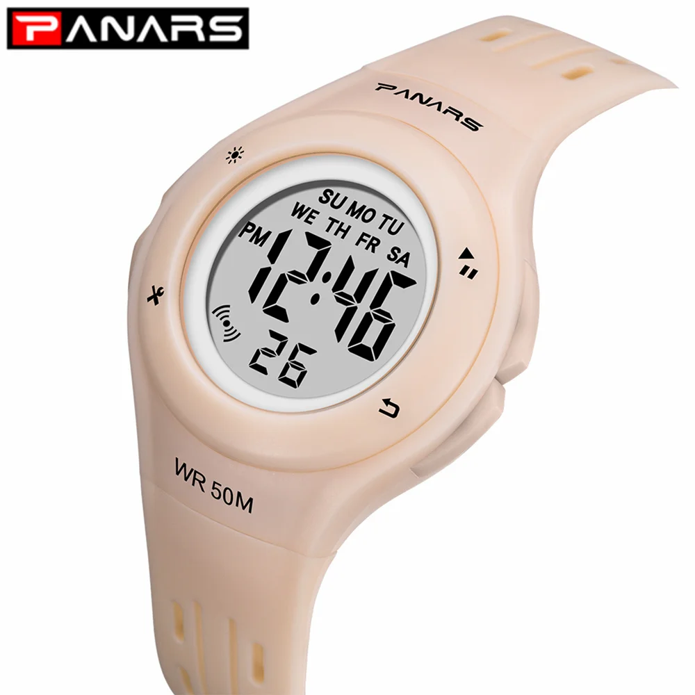

PANARS Colorful 7 Colors LED Children Watch WR50M Waterproof Kids Wristwatch Alarm Clock Multi-function Watches for Girls Boys