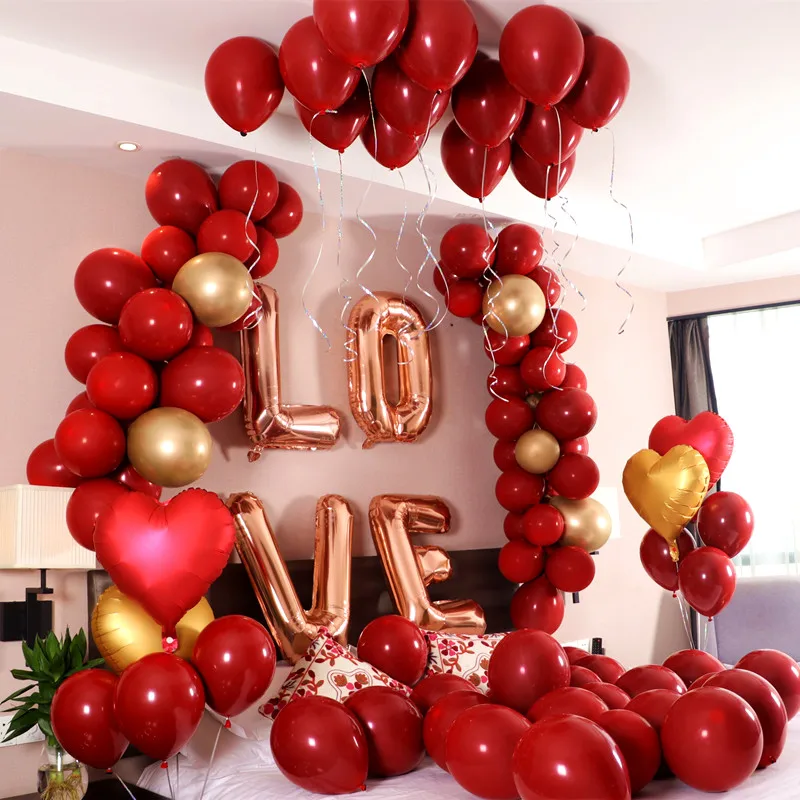 

18inch metallic red heart Ruby Agate red balloon wedding room Valentine day decorated date red pomegranate red balloon party