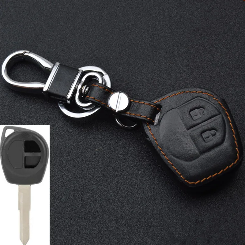 Car Genuine Leather Remote Control Car Keychain Key Cover Case For