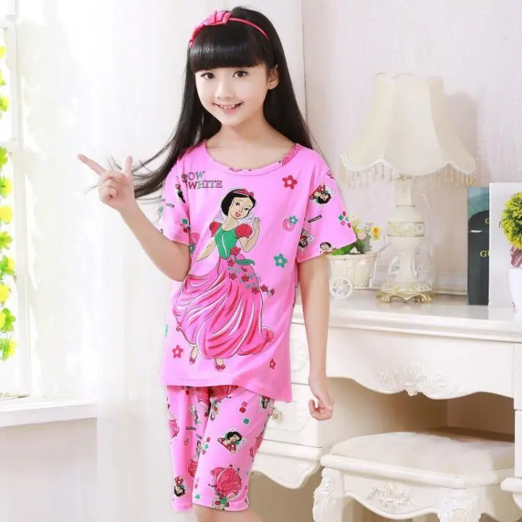 Детские пижамы Детский комплект для маленьких девочек мультфильм повседневная одежда короткий рукав пижама для мальчиков летняя домашняя одежда
