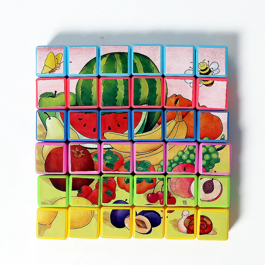 Русский 6 сторона кубик-головоломка для детей и малышей 5 разных животных русский алфавит числа фрукты пазлы-развивающие игрушки