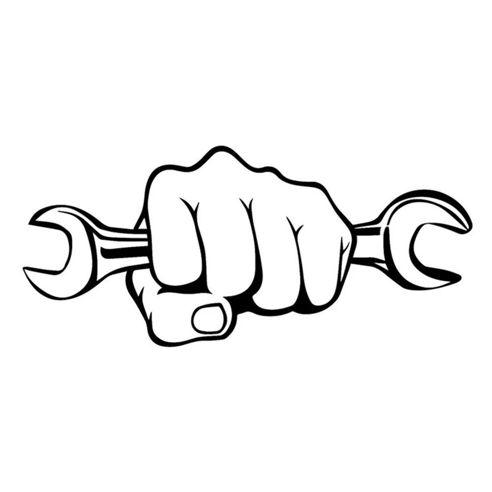 18*8cm Stylish Universal Decals Exterior Decoration Car Sticker Personalized Funny Wrench Holding Vinyl Car Accessories