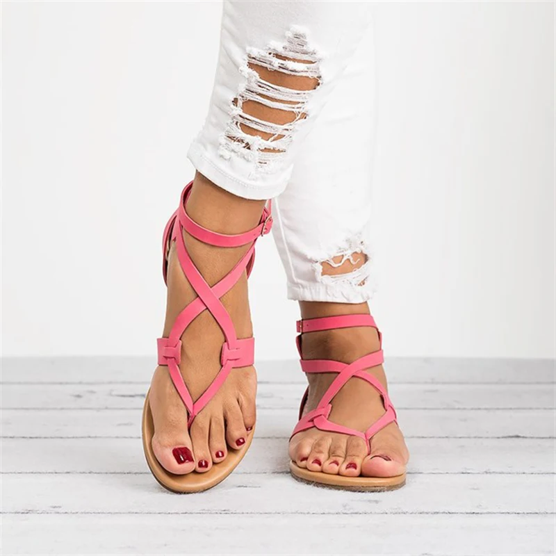 

SAILING LU Women Sandals Thong Ladies Shoe Buckle Strap Female Leisure Flip Flop Comfortable Mujer Flat Plus Size 35-43 XWZ4947