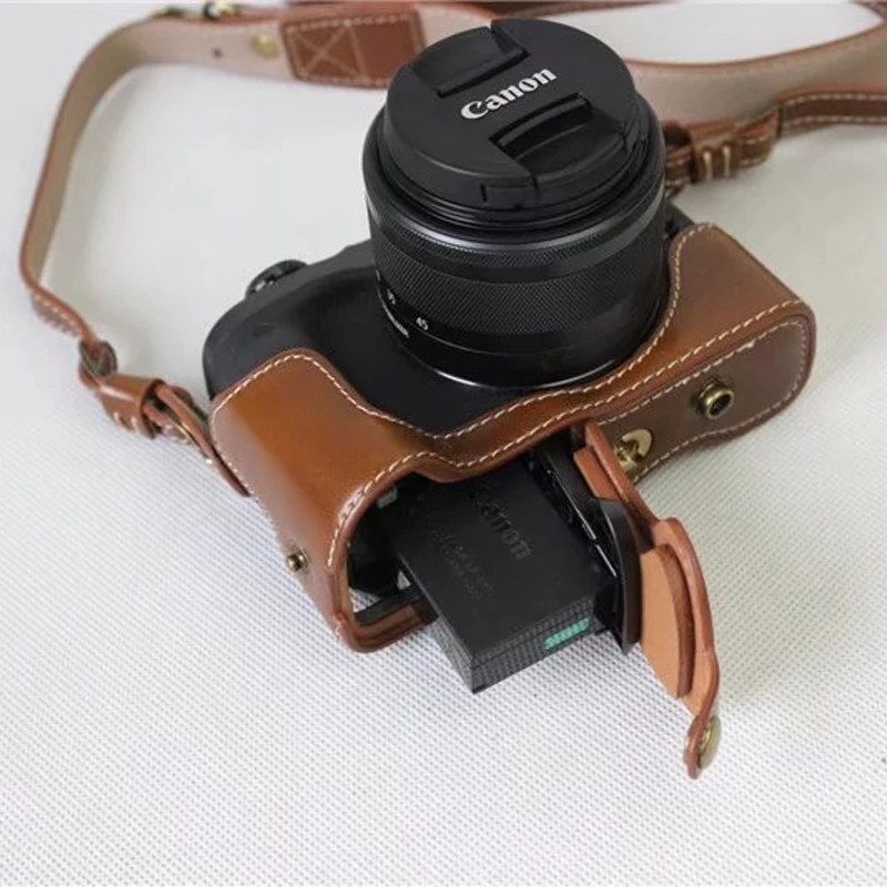 Для Canon EOS M6 Камера составляет 15-45 рабочих дней мм крышка объектива чехол роскошная кожаная сумка чехол нижней батареи вынимая direclty