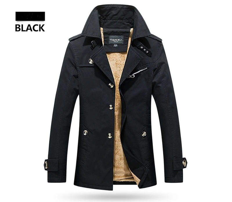 Зимний модный мужской Тренч, Классическая Повседневная теплая ветровка, толстая Вельветовая длинная Мужская куртка, большой размер, M-5XL верхняя одежда, деловые пальто