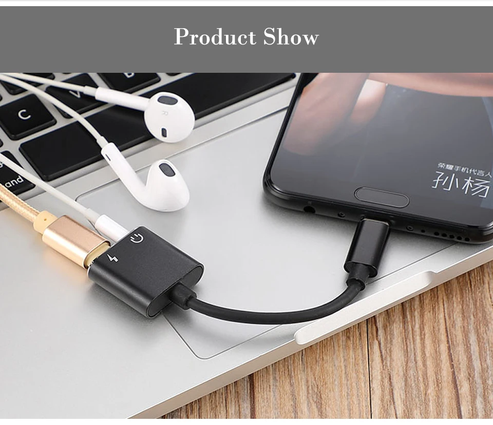 2in1 Type-c Cables For iPhone 7 8 Plus X Charging adapter Charger Splitter For Lightning Headphone Earphone  Audio Cable Adapter (12)