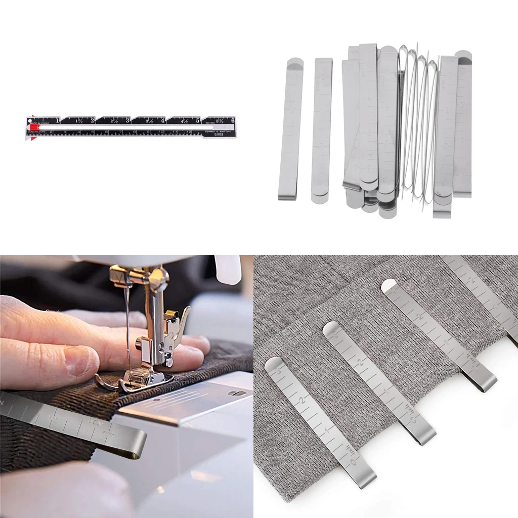 21Pcs Sewing Knitting Gauge Hem Clips Garment Measuring Ruler DIY Craft Tools