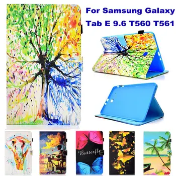

Fashion Cartoon Pattern Tablet PC Wallet Card Slot Case for Samsung Galaxy Tab E 9.6 T560 T561 Case Stand Flip Cover coque