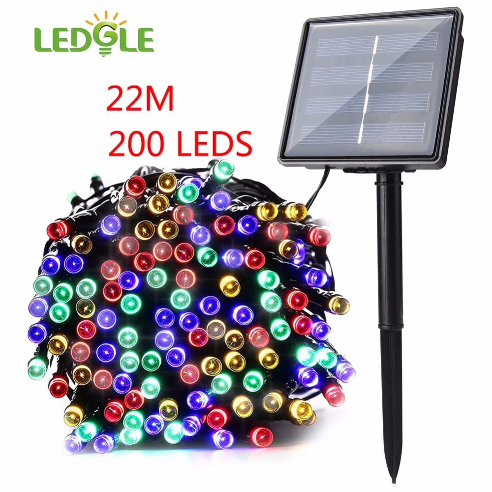 

LEDGLE 22m 200LED Multi-color 8 Modes Solar Solar Christmas Lights Fairy String Lights For Outdoor Wedding Christmas Party