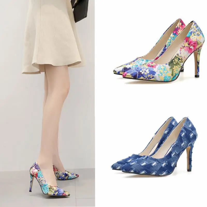 

2019 spring new comfortable simple solid color high heels women comfortable wild pointed shallow mouth high heels