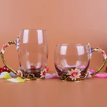 Изысканная цветная эмалированная чашка для кофе цветок чай сок чашка термостойкая Хрустальная пара идей
