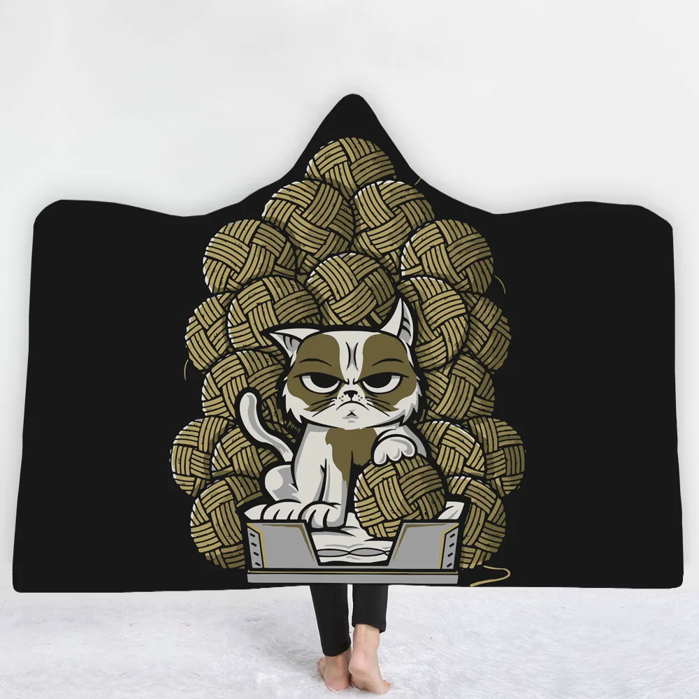Креативное 3d одеяло с рисунком котенка, Флисовое одеяло с капюшоном, s для взрослых и детей, шерстяное одеяло, пончо, 150x200 см, 130x150 см - Цвет: 011