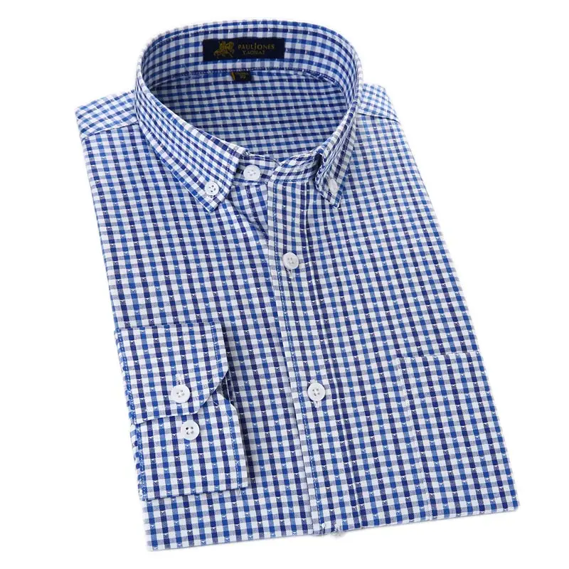 Для мужчин Оксфорд Повседневное рубашки Non-Iron Plaid социальных рубашки с длинным рукавом Для мужчин Рубашка классическая Стиль для Для мужчин - Цвет: NJF37