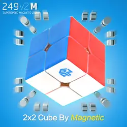 2x2 Ган 249 м Магнитный Magic Cube Скорость Stickerless 249 v2 M профессиональная игрушка для детей с магнитным новая версия 2x2x2 куб Волшебные