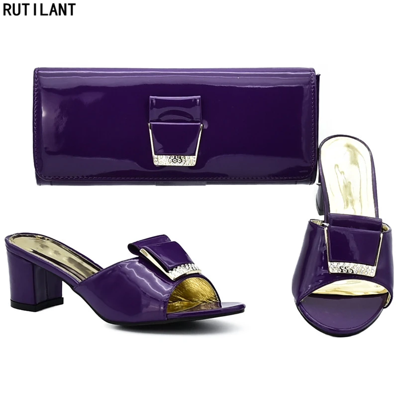 

New Arrival Ladies Italian Shoes and Bag Set Decorated with Rhinestone Party Shoes and Bag Sets African Women Wedding Shoes