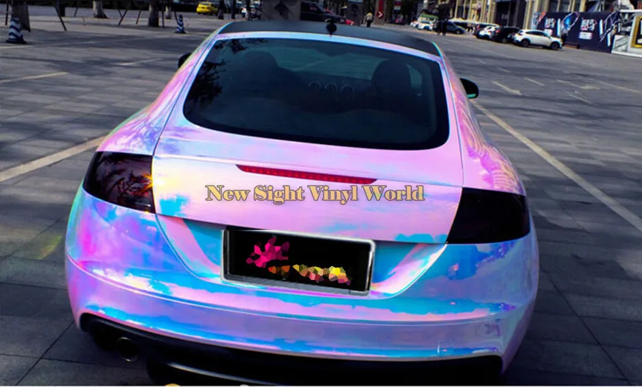 Premium Pink Rainbow Chrome Vinyl Wrap Sticker Rainbow Vinyl Film Bubble Free For Car Wrapping Body Film Foil