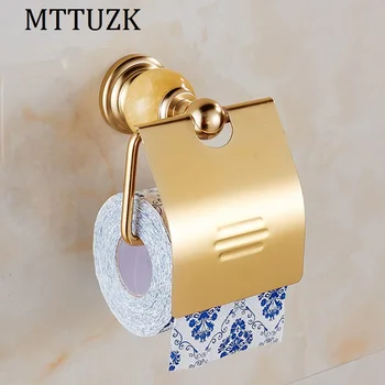 

MTTUZK Golden Space Aluminum with Jade Paper Holder With cover,Roll Holder, Paper towel holder,toilet paper box accessories