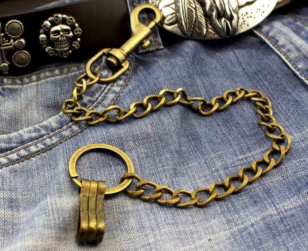 

Mens Boys Brass Yellow Link Trucker Rocker Biker Keychain Key Jean Wallet Chain YL-31