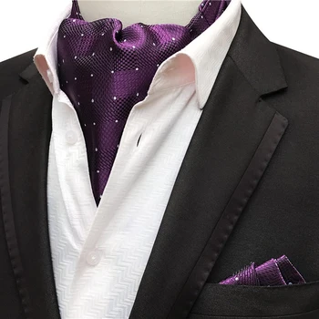

2 Pcs/Set Designer Men Formal Neckerchief Set Fashion Spots Cravat Neckerchiefs with Pocket Square