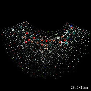 

Clear Crystal glisten gem collar Clothing DIY strass hotfix Rhinestone applique Pattern motif Iron On Heat transfer Designs