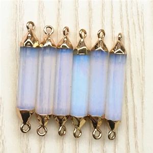 Натуральный камень два отверстия соединитель стоек бусины для девочек DIY ожерелье серьги ручное производство ювелирных изделий фурнитура 6 шт - Окраска металла: Opal
