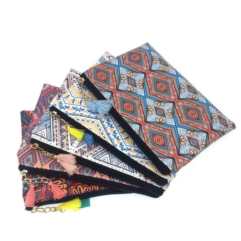 KANDRA Waterproof Tribal Tassel Makeup Bag Travel Zipper Pouch Cosmetic Bag Boho Clutch Purse Native Southwest Style Women Gift KANDRA Waterproof Tribal Tassel Makeup Bag Travel Zipper Pouch Cosmetic Bag Boho Clutch Purse Native Southwest Style Women Gift