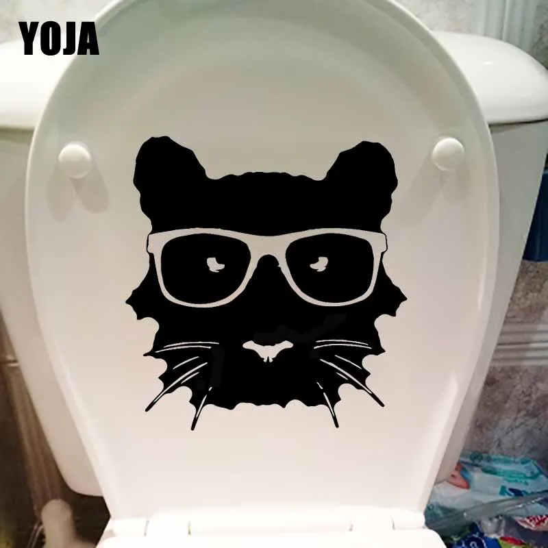 YOJA 22.6X23.5CM WC наклейки для унитаза тигра крутые кошачий глаз в стены Стикеры