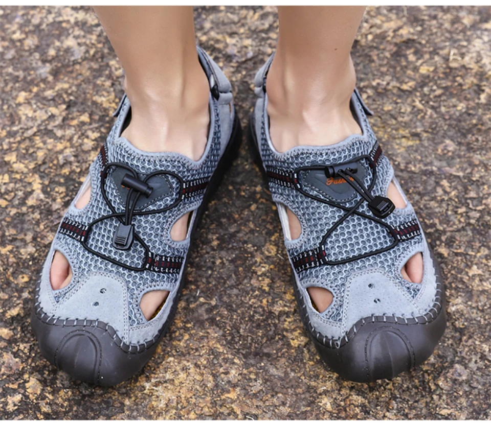 Cungel/мужские летние дышащие сандалии; обувь для походов и пеших прогулок; удобные горные пляжные сандалии; нескользящая альпинистская обувь