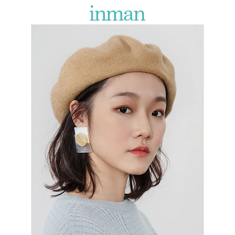 Cena INMAN wiosenne jesienne i zimowe damskie wełniane brytyjskie koreańskie berety japońskie dzikie modele Knitting Artist Cap kapelusz dyni