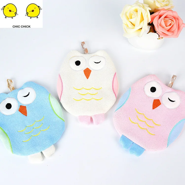 New Cartoon Owl Cleaning Tool Wash Towel Bath Towel Bamboo Fiber Bath Glove Bathing Toy For Boy And Girl