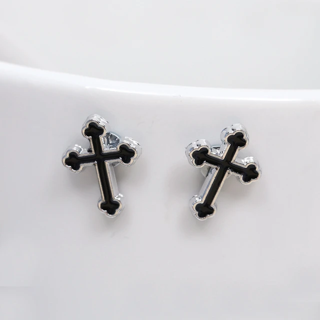 6Pcs/set Punk Mens Strong Magnet Ear Stud Earring Non Piercing Cross  Pendant | eBay