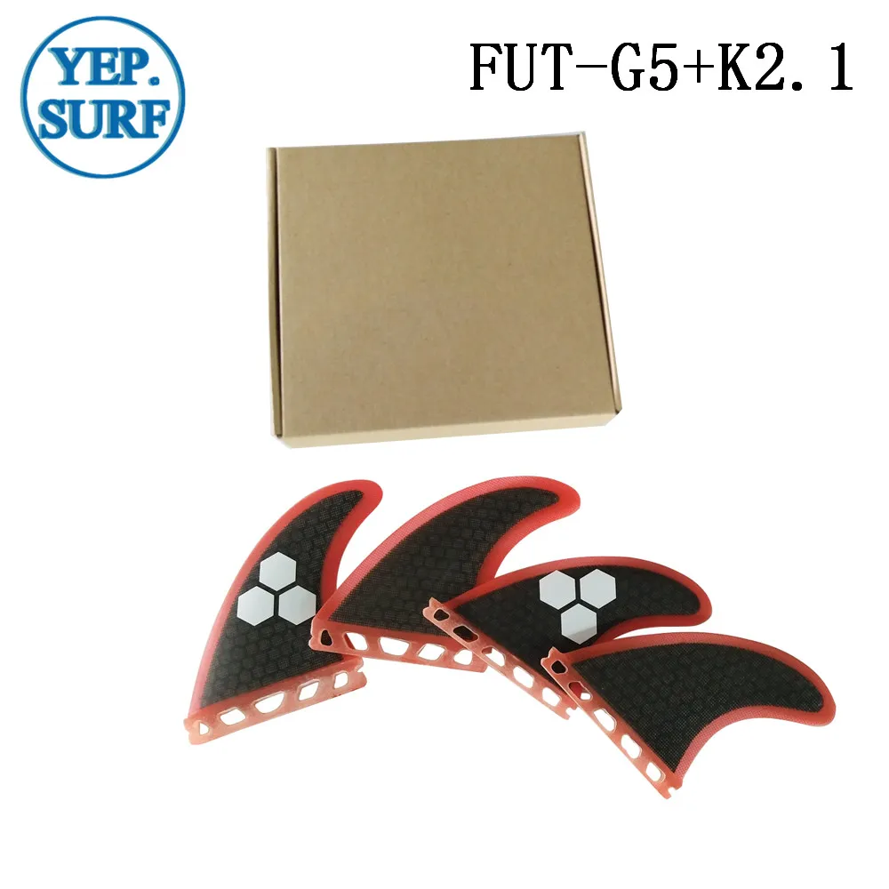 4 шт. Future Quad Fin G5 + K2.1 Honeycomb Surf черный и красный с логотипом плавник для серфинга Quihas