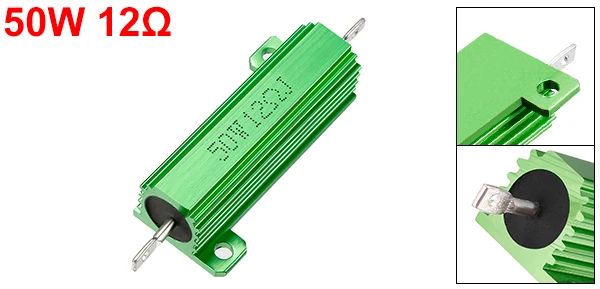 50W 12 Ohm Aluminium Housing Chassis Mount Wirewound Power Resistor Green 1pcs