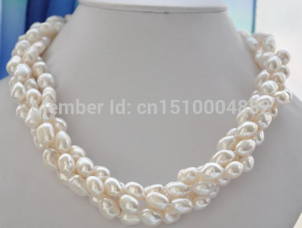 

FREE SHUPPING>>>@@> N835 4row 24" WHITE BAROQUE FRESHWATER PEARL NECKLACE
