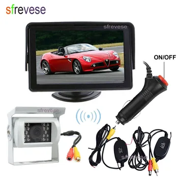 

4.3" Car Vehicle LCD Monitor Rear View Kit + Wireless 18 LED IR Night Vision Car Reverse Backup Parking Camera with Car Charger