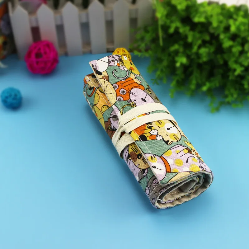 Каваи милый кот кометных Ролл Пенал Холст 36/48/72 Отверстия школы Pencilcase уголовного для мальчиков и девочек мешок ручки канцелярские сумка