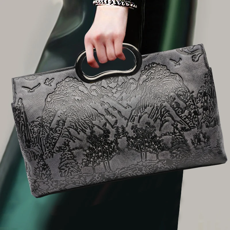 

Europe and America Fashion Handbag Genuine Leather Cow Leather Vintage Hand Bag Women Handle Bags Lady Party Crossbody Shoulder