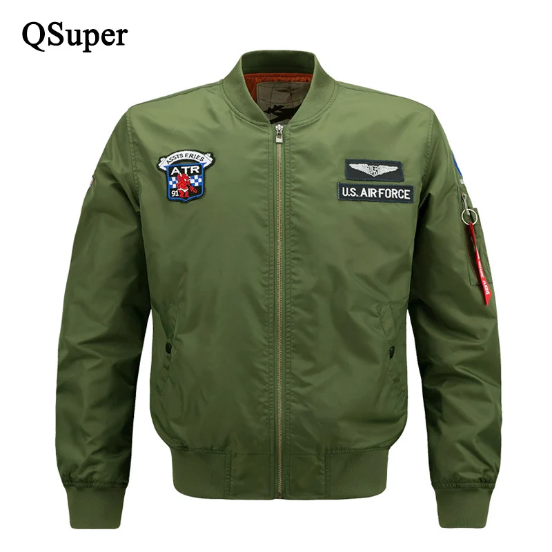 QSupe Spring Men Thin US Air Force Bomber Jacket Windproof Men Pilot
