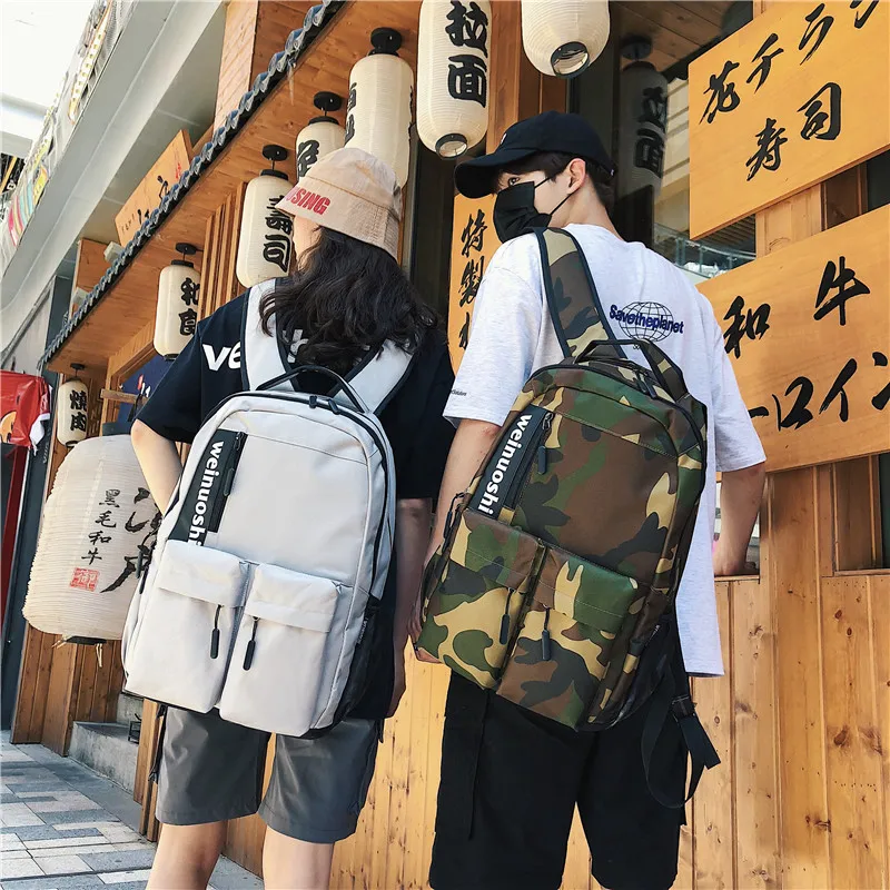 

Camouflage Backpack Fashion Popular Cool Bag Harajuku Ulzzang High School Multi-functional Student Bag Couples Causal Backpack