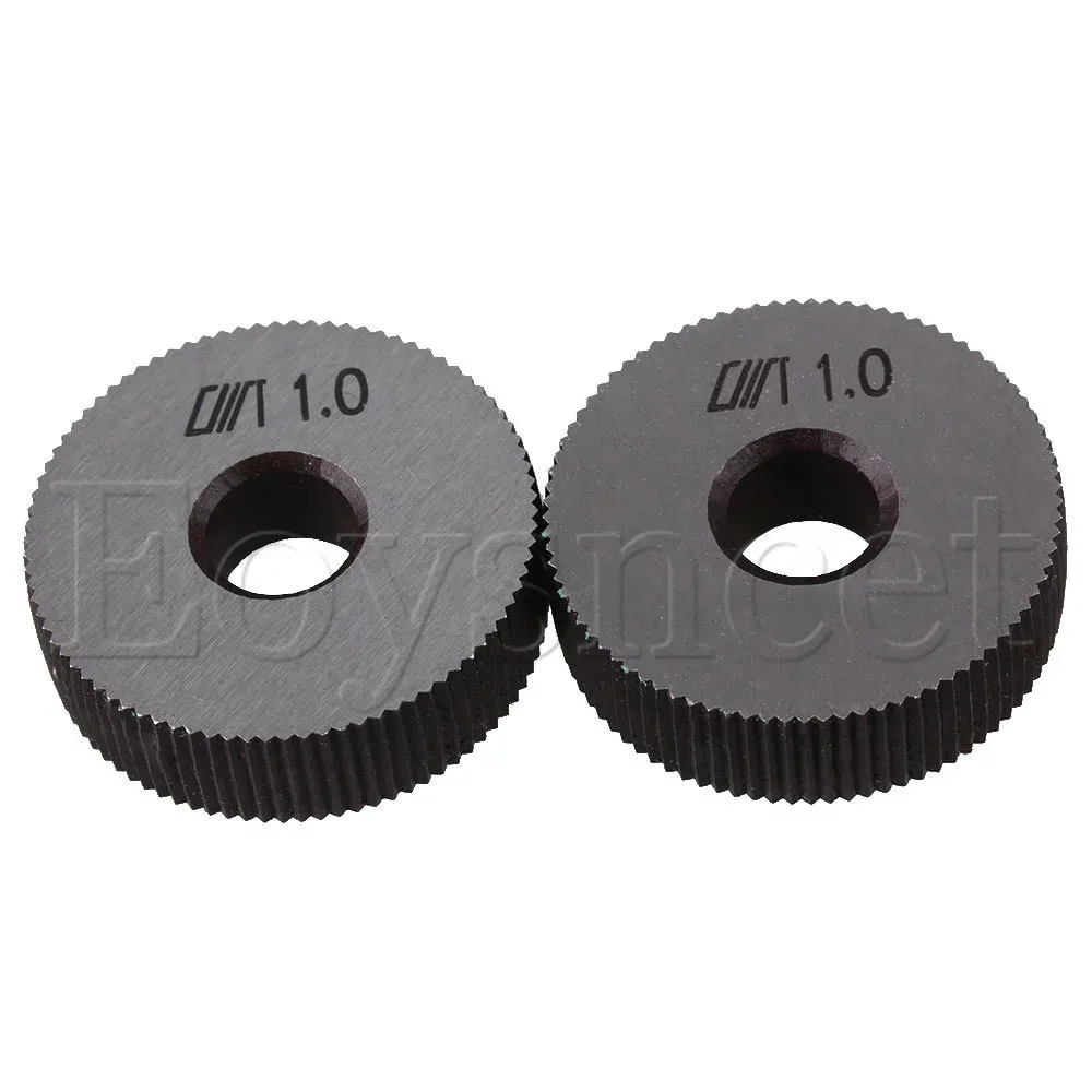 

2 x Silver 28x8x8mm Steel Knurling Tool Single Straight Wheel 1.0mm Pitch