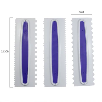 

3pcs Purple Pastry Icing Comb Set Plastic Fondant Spatulas Gift Scraper Baking Decorating Tool Gift Kitchen Bakeware Tool