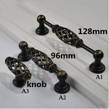 

5" Retro Creative birdcage furniture handle bronze cabinet wardrobe door handle brusshed antique brass birdcage pull knob 96mm
