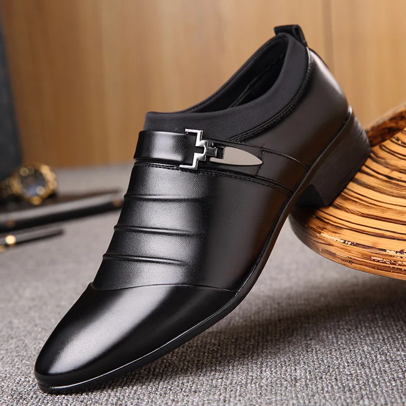 New Mens Dress Shoes Loafer Flat Shoes Mens Black Non Leather Slip On