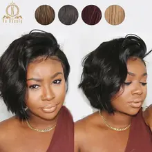 13×6 Lace Front Human Hair Short Bob Wigs Pixie Cut Ombre Color 1B 27 613 Blonde Black Straight For Women Brazilian Remy Hair