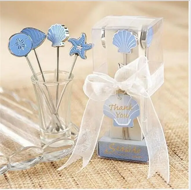 

100/Set Stainless Steel Marine Lives Blue Fruit Fork Set Fruit Vegetable Picks Dessert Forks Cake Food Toothpick Party Kitchen