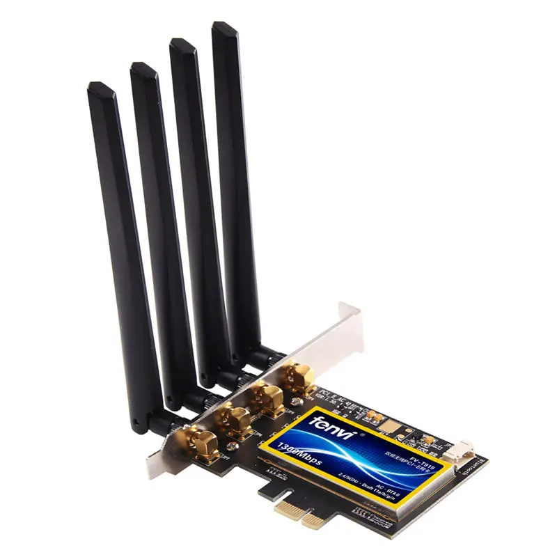 

Fenvi Fv-T919 Dual Band 802.11Ac Desktop Wifi Card 802.11 A/B/G/N/Ac Broadcom Bcm94360 Wireless Bluetooth 4.0 For Mac Osx+ Pc/