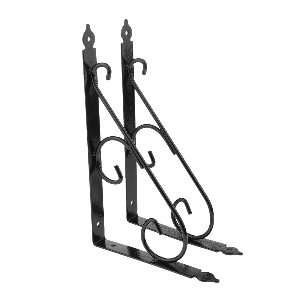 Baoblaze 2pcs Wall Shelf Bracket Metal Heavy Duty Supporter L Shaped Wall Hanging Shelves