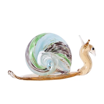 

H&D Blown Glass Snail Figurine Lampwork Handcrafted Slug Murano Art Glass Animal collectible Sculpture Miniature Gift Statuette