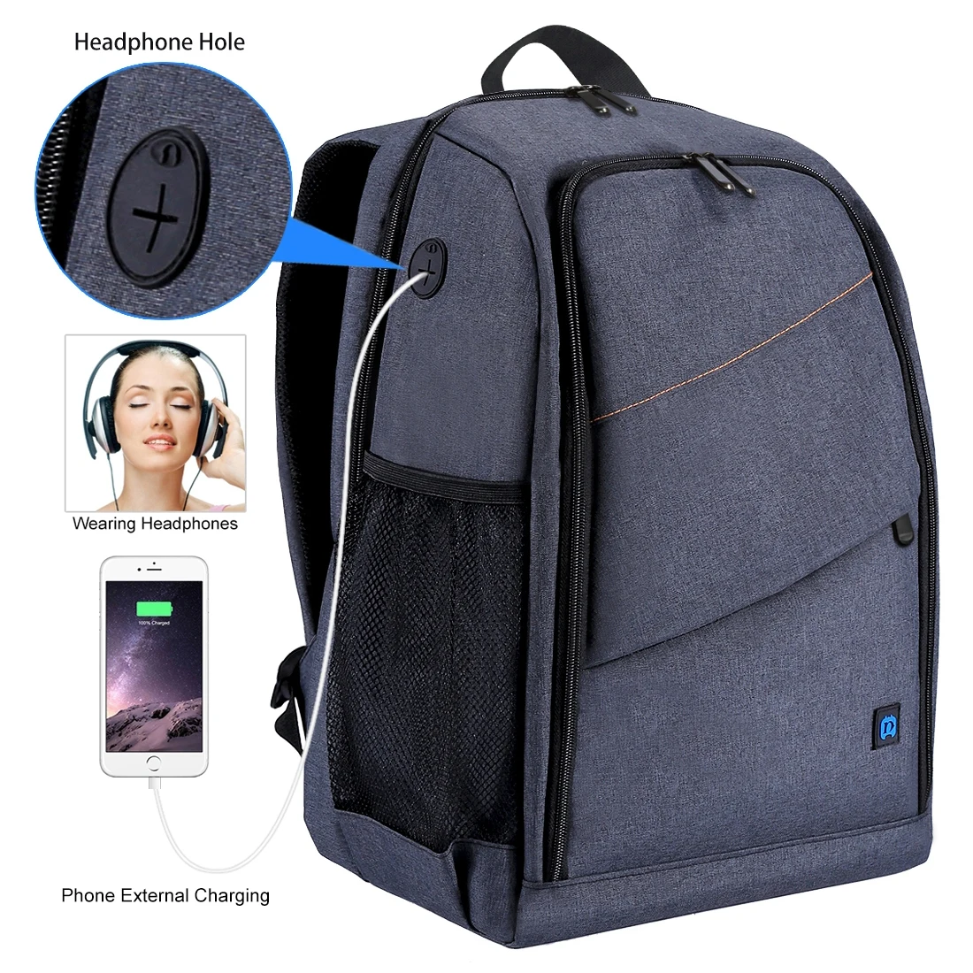 Waterproof DSLR Backpack With Charge Headphone Jack Video Digital DSLR Camera Bag Outdoor Camera Photo Bag for Nikon Canon Lens