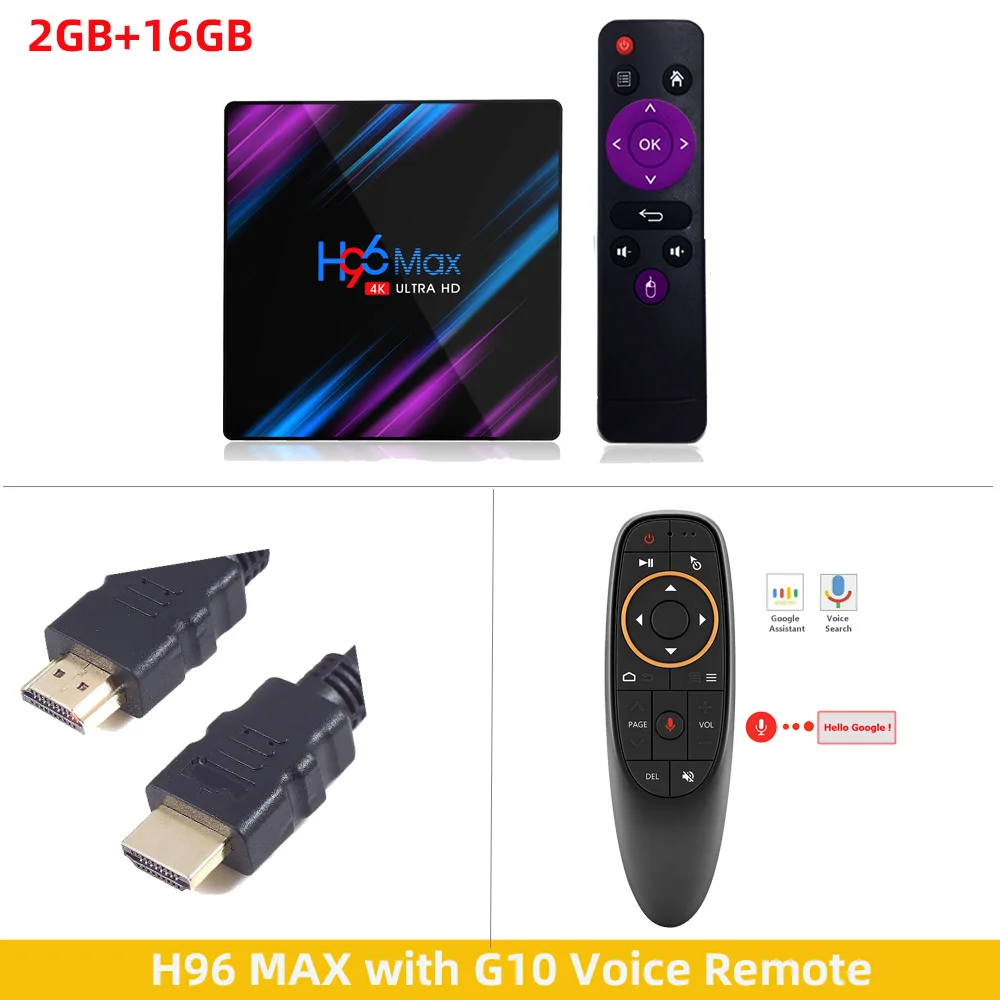 H96 MAX tv Box Android 9,0 2 ГБ/4 ГБ ОЗУ 16 Гб/32 ГБ/64 Гб Rockchip RK3318 H.265 4K Youtube Netflix Google Play Smart tv - Цвет: 2GB16GB G10 Voice RC